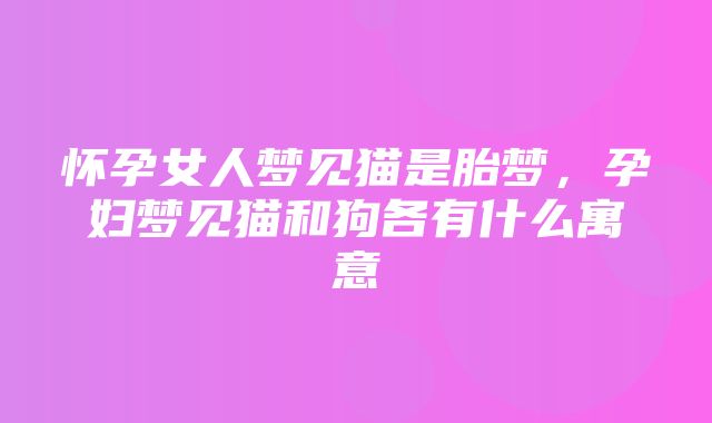 怀孕女人梦见猫是胎梦，孕妇梦见猫和狗各有什么寓意