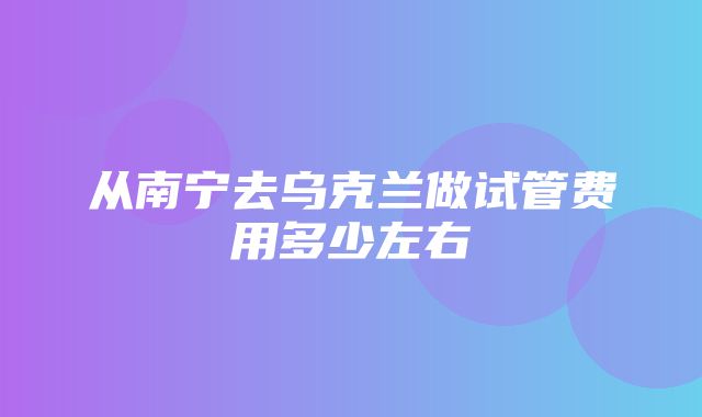 从南宁去乌克兰做试管费用多少左右