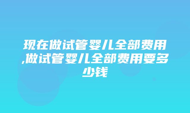 现在做试管婴儿全部费用,做试管婴儿全部费用要多少钱