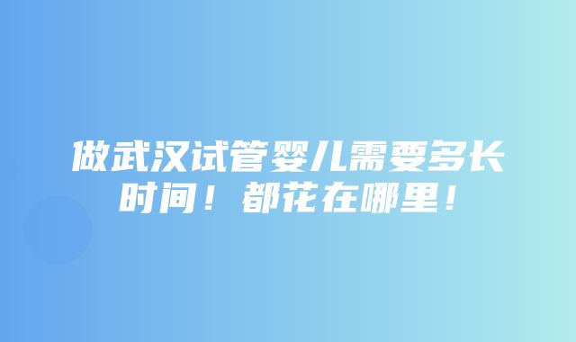 做武汉试管婴儿需要多长时间！都花在哪里！