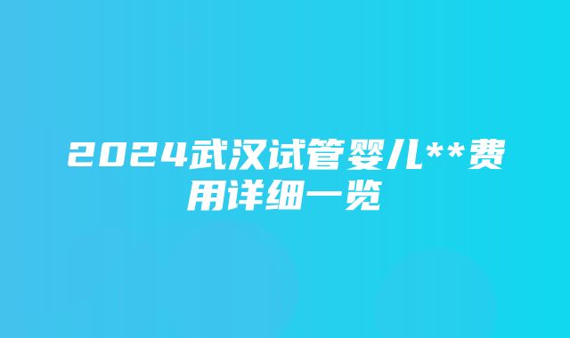 2024武汉试管婴儿**费用详细一览