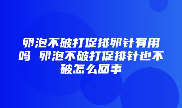 卵泡不破打促排卵针有用吗 卵泡不破打促排针也不破怎么回事