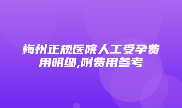 梅州正规医院人工受孕费用明细,附费用参考