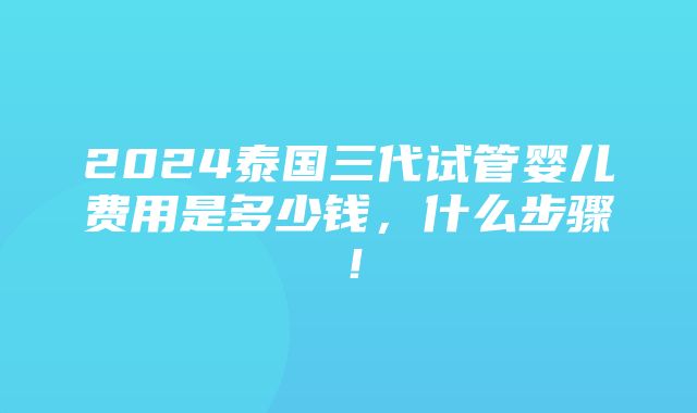 2024泰国三代试管婴儿费用是多少钱，什么步骤！