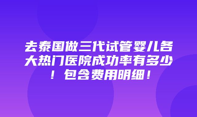 去泰国做三代试管婴儿各大热门医院成功率有多少！包含费用明细！