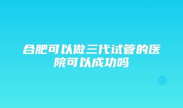 合肥可以做三代试管的医院可以成功吗