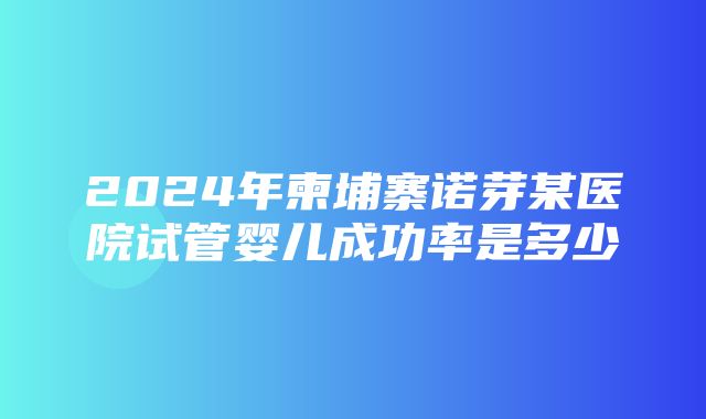 2024年柬埔寨诺芽某医院试管婴儿成功率是多少