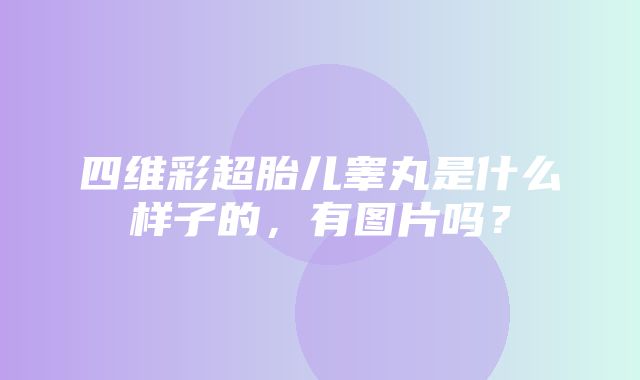 四维彩超胎儿睾丸是什么样子的，有图片吗？