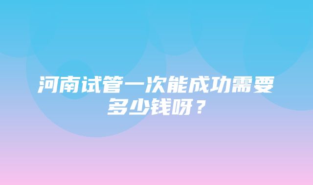 河南试管一次能成功需要多少钱呀？