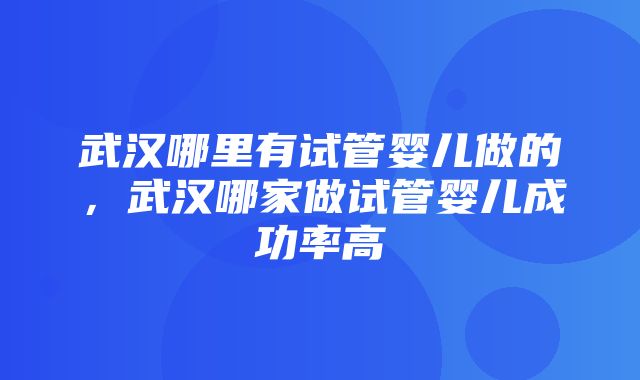 武汉哪里有试管婴儿做的，武汉哪家做试管婴儿成功率高