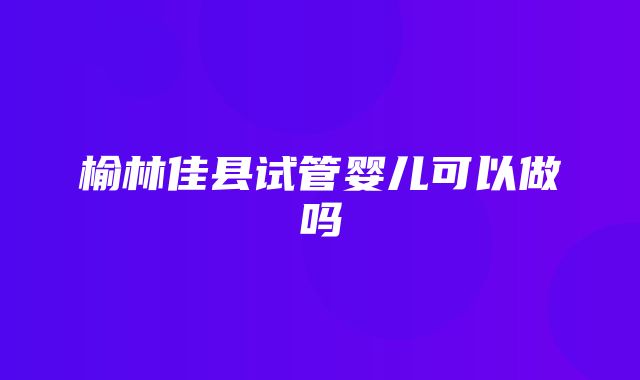 榆林佳县试管婴儿可以做吗