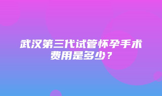 武汉第三代试管怀孕手术费用是多少？