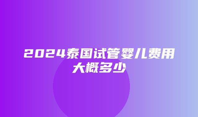 2024泰国试管婴儿费用大概多少