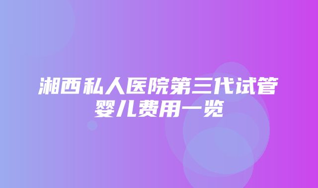 湘西私人医院第三代试管婴儿费用一览