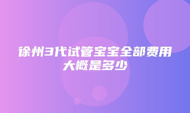 徐州3代试管宝宝全部费用大概是多少