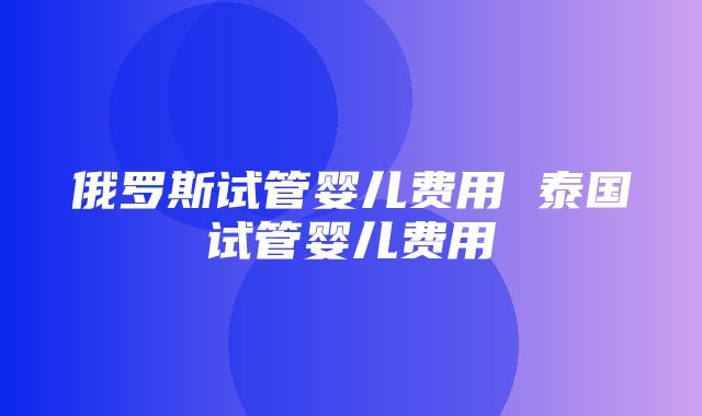 俄罗斯试管婴儿费用 泰国试管婴儿费用