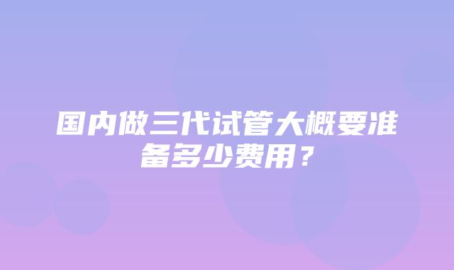 国内做三代试管大概要准备多少费用？