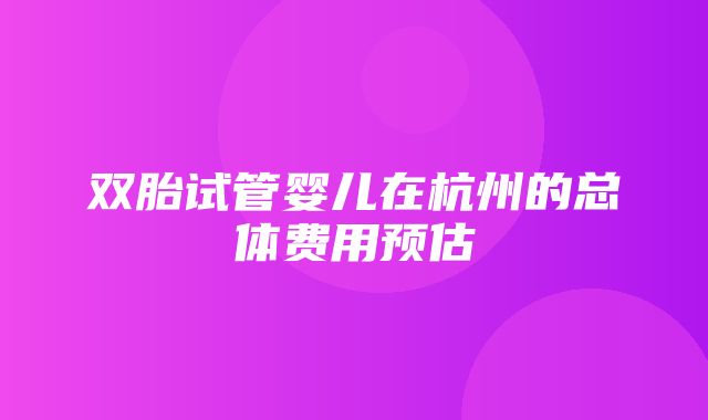 双胎试管婴儿在杭州的总体费用预估