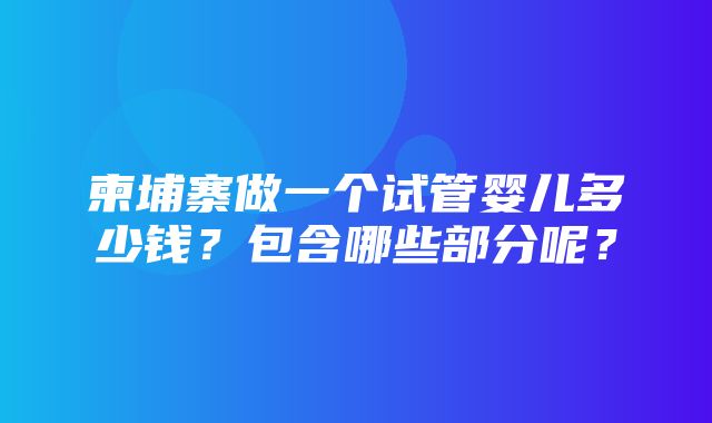 柬埔寨做一个试管婴儿多少钱？包含哪些部分呢？