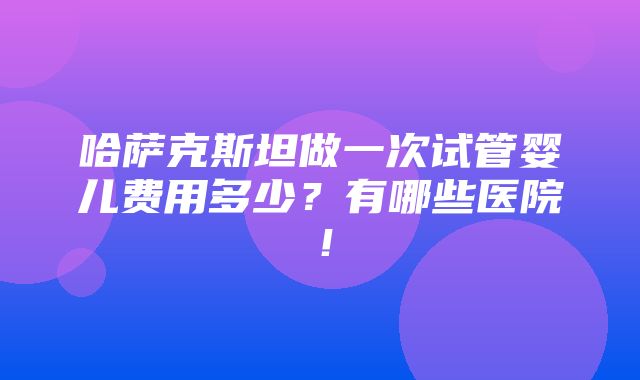 哈萨克斯坦做一次试管婴儿费用多少？有哪些医院！