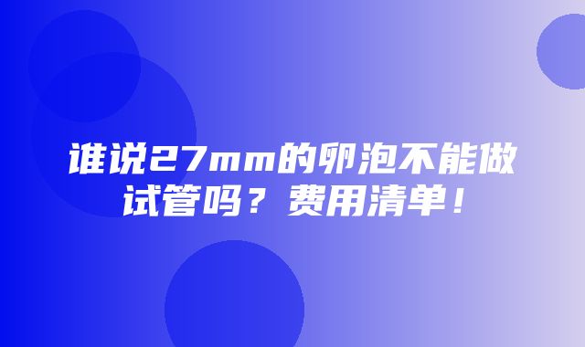 谁说27mm的卵泡不能做试管吗？费用清单！