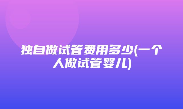 独自做试管费用多少(一个人做试管婴儿)