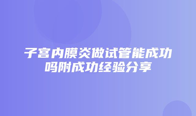 子宫内膜炎做试管能成功吗附成功经验分享