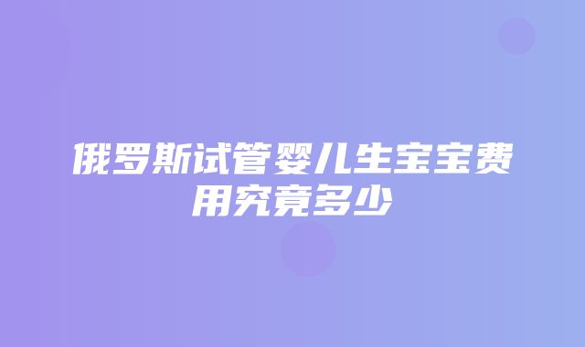 俄罗斯试管婴儿生宝宝费用究竟多少