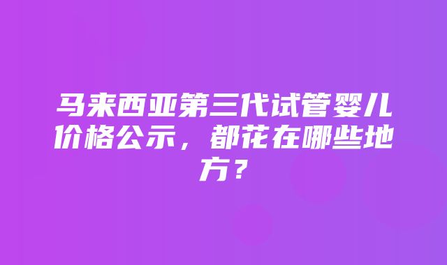 马来西亚第三代试管婴儿价格公示，都花在哪些地方？