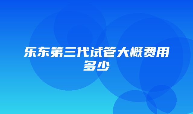 乐东第三代试管大概费用多少