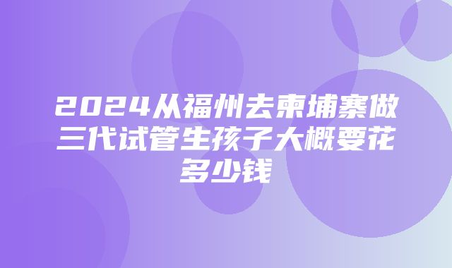 2024从福州去柬埔寨做三代试管生孩子大概要花多少钱