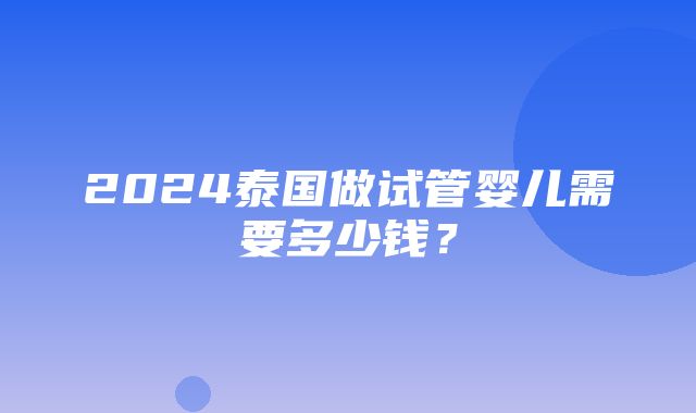 2024泰国做试管婴儿需要多少钱？