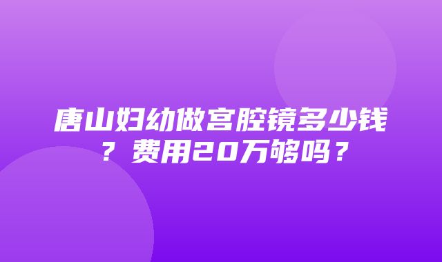 唐山妇幼做宫腔镜多少钱？费用20万够吗？