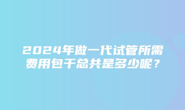 2024年做一代试管所需费用包干总共是多少呢？