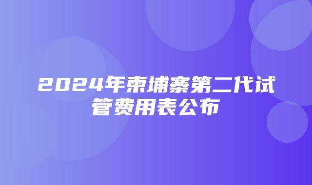 2024年柬埔寨第二代试管费用表公布