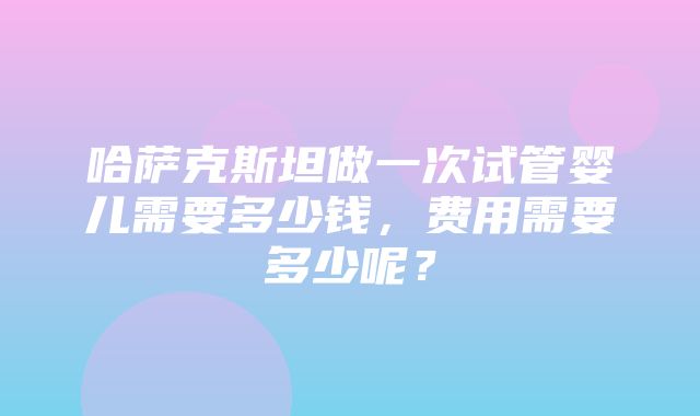 哈萨克斯坦做一次试管婴儿需要多少钱，费用需要多少呢？