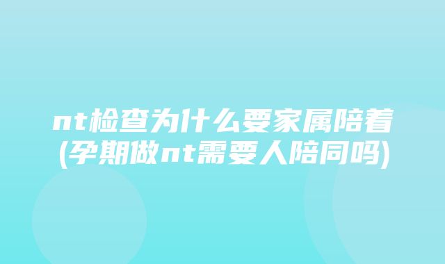 nt检查为什么要家属陪着(孕期做nt需要人陪同吗)