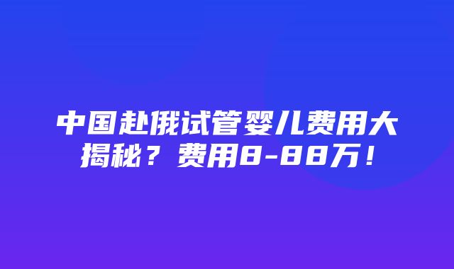 中国赴俄试管婴儿费用大揭秘？费用8-88万！