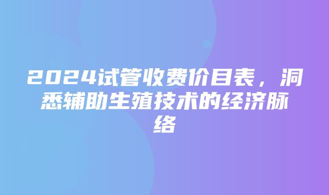 2024试管收费价目表，洞悉辅助生殖技术的经济脉络