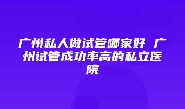 广州私人做试管哪家好 广州试管成功率高的私立医院