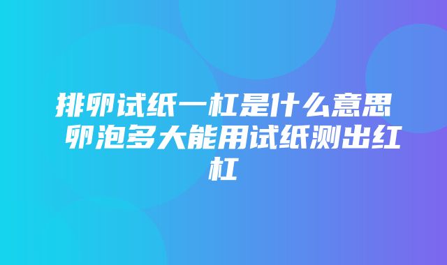 排卵试纸一杠是什么意思 卵泡多大能用试纸测出红杠