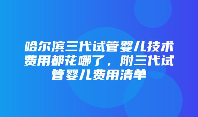 哈尔滨三代试管婴儿技术费用都花哪了，附三代试管婴儿费用清单