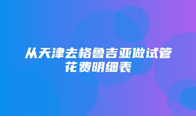 从天津去格鲁吉亚做试管花费明细表