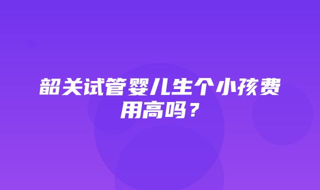 韶关试管婴儿生个小孩费用高吗？