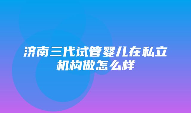 济南三代试管婴儿在私立机构做怎么样