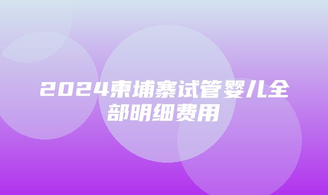 2024柬埔寨试管婴儿全部明细费用