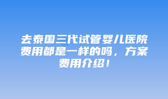 去泰国三代试管婴儿医院费用都是一样的吗，方案费用介绍！