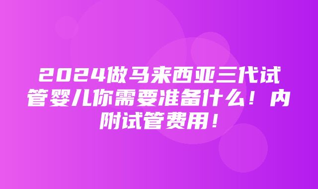 2024做马来西亚三代试管婴儿你需要准备什么！内附试管费用！