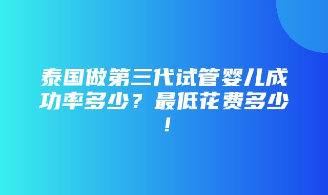 泰国做第三代试管婴儿成功率多少？最低花费多少！