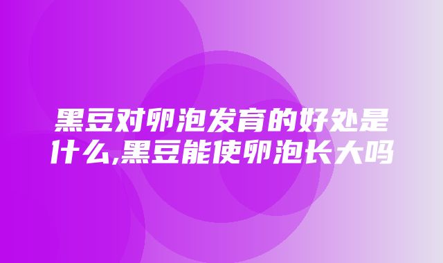 黑豆对卵泡发育的好处是什么,黑豆能使卵泡长大吗